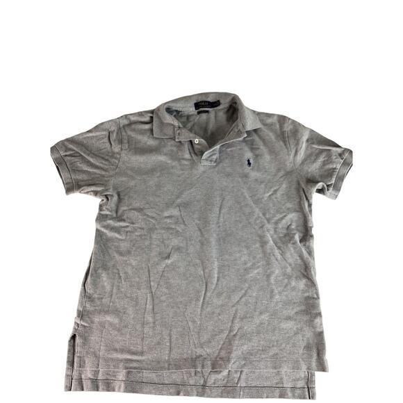 Polo Ralph Lauren Mens L Classic Polo Shirt Short Sleeve Light Gray Navy Logo - Picture 1 of 7